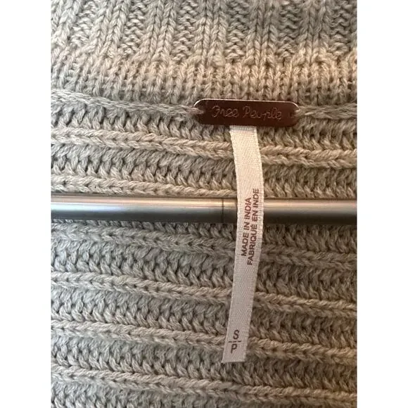 Free People Marlie Oversized Pullover Sweater Rib Knit Beige Women's Size Small - Picture 5 of 6